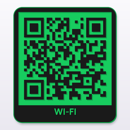 3D printed Wi-Fi QR code stand, μαύρος κώδικας σε πράσινη πλάκα, 80 mm